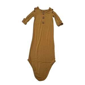 CADEN LANE Mustard Yellow Newborn Baby Knot Gown Sz 0-3 months Bamboo Viscose